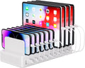 60W Charging Station for Multiple Devices, 10-Port USB Fast Charging Station with Adjustable Dividers - Device Organizer Charging Dock for iPhone, Android, iPad, Tablets & More