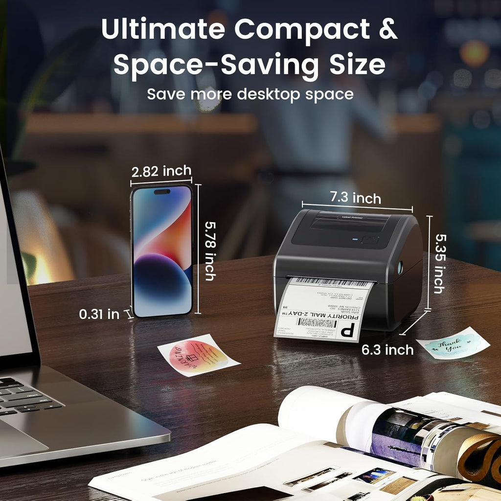 Bluetooth Shipping Label Printer 4x6 - D450BT Thermal Label Printer for Shipping Packages, Small Business, Home, Office, Compatible with Amazon, Ebay, Tiktok, Etsy, USPS