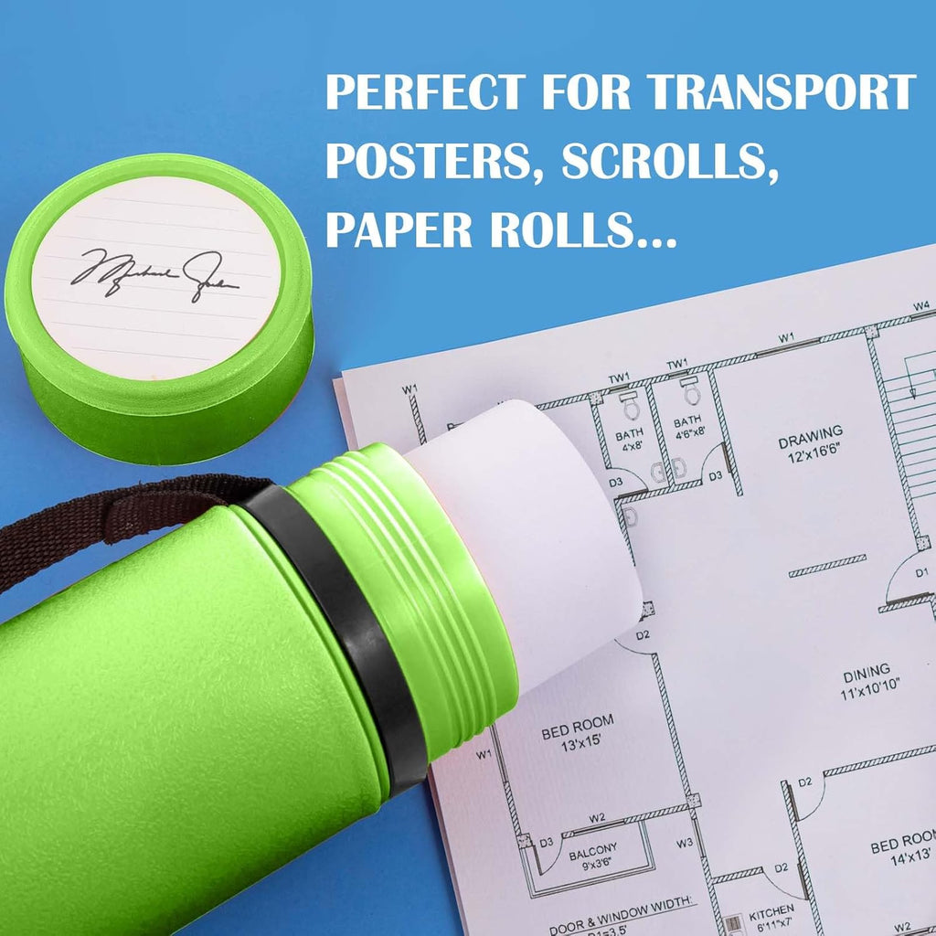 JJRING Green Poster Tube, 25" to 40" Extendable Poster Storage Holder Tube with Carrying Strap, Poster Carrying Case for Blueprints, Scrolls, Maps and Architect Papers