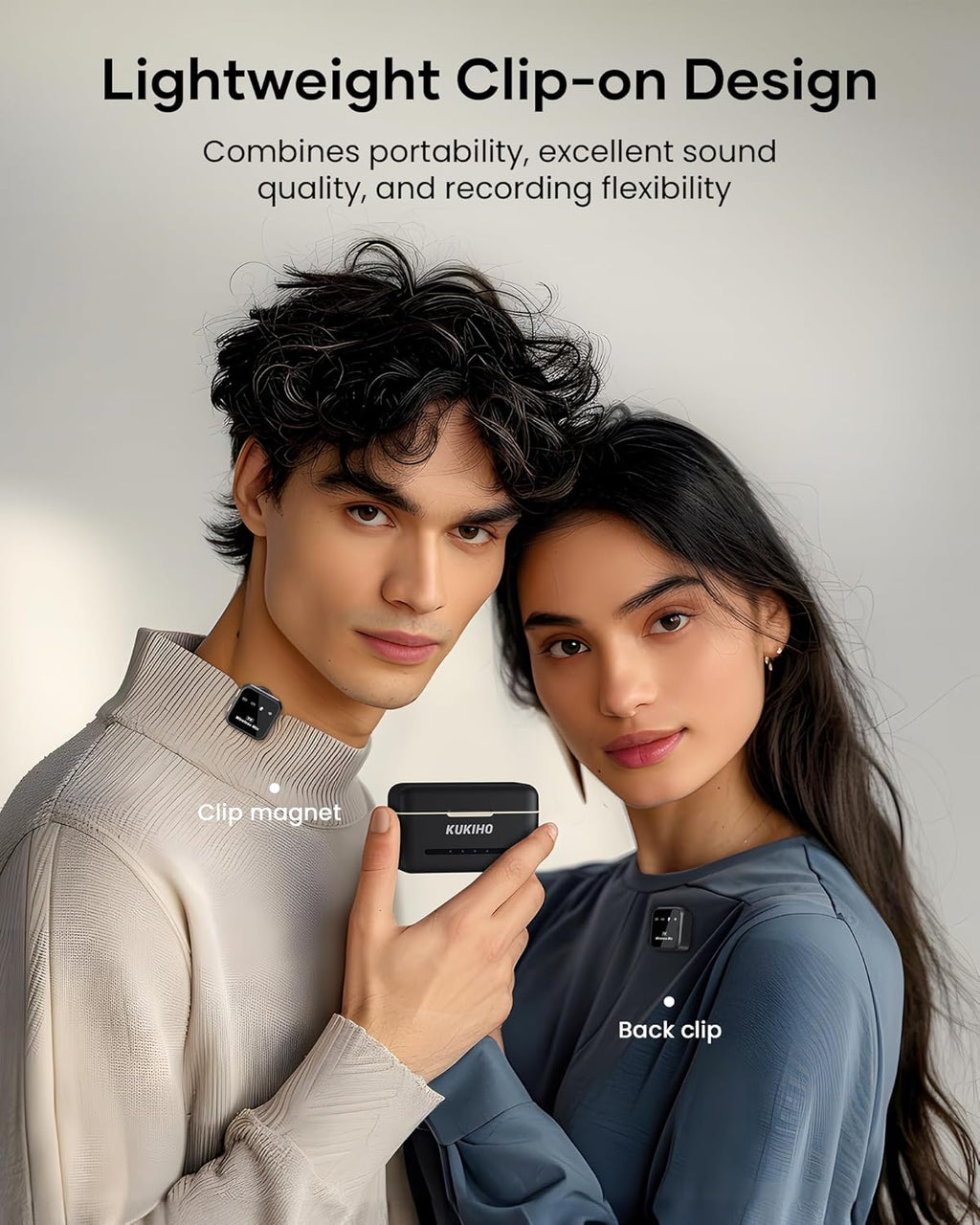 Wireless Lavalier Microphone for iPhone iPad Android With Charging Case 80h Battery Life, Noise Cancellation, 164ft Range Plug-Play Clip On Lapel Mic for Youtube, Video Recording, Vlog, Live Streaming