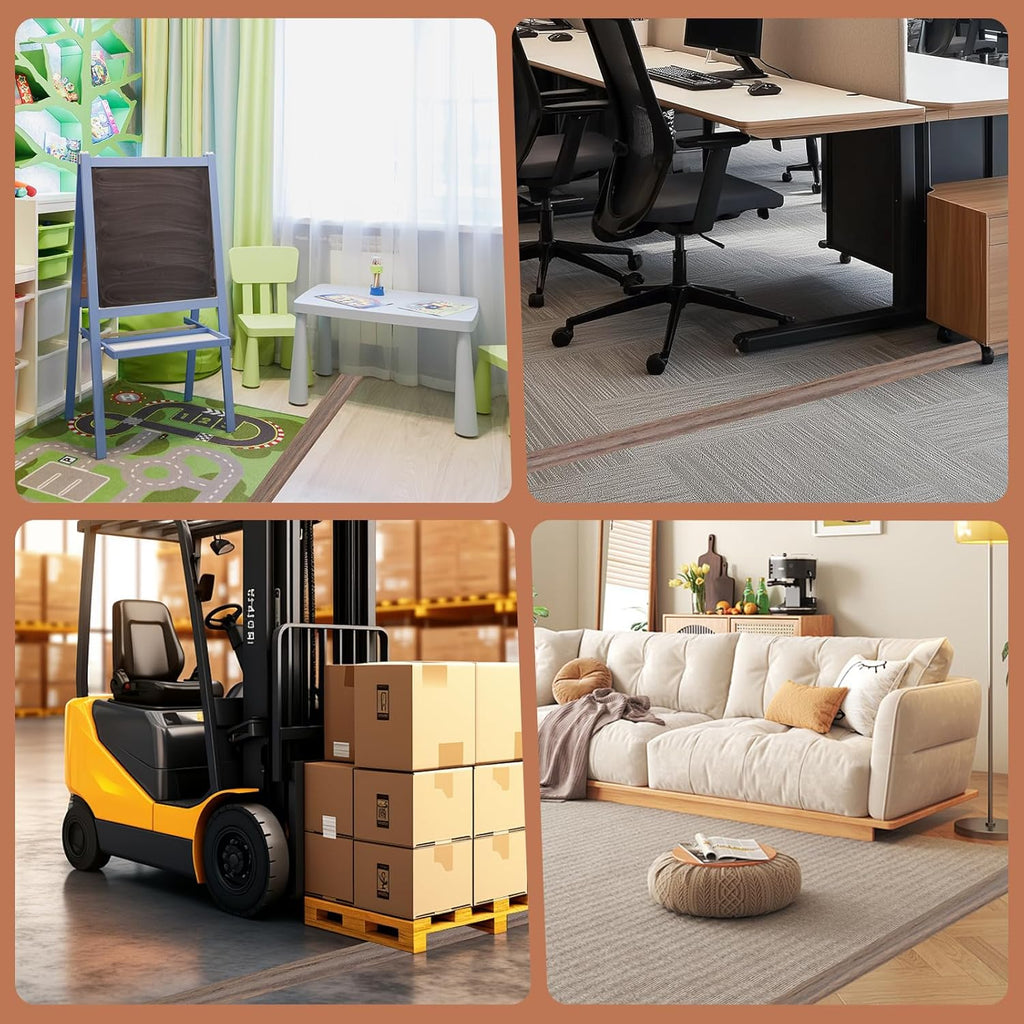 Floor Cord Cover for Wires on Floor Self Adhesive Cord Hider Floor Cable Management Wire Covers for Cords Protector Prevent Cable Trips Cord Cavity W 0.51" x H 0.31", Misty Brown Wood, 3.3Ft