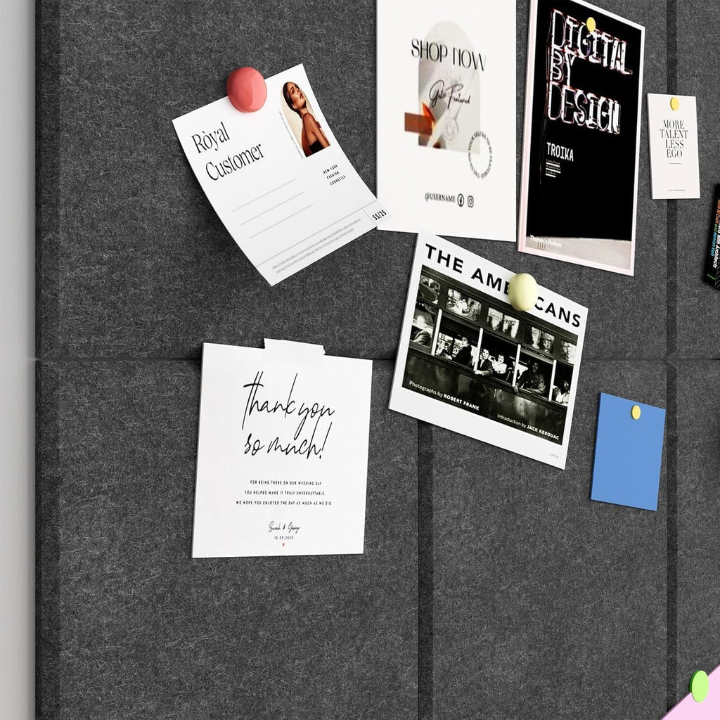 Large Cork Boards for Walls – 48 x 36 Self Adhesive Felt Wall Tiles, Ideal for Office Wall Organizing Bulletin Board, Easy to Install Cork Boards Felt Board