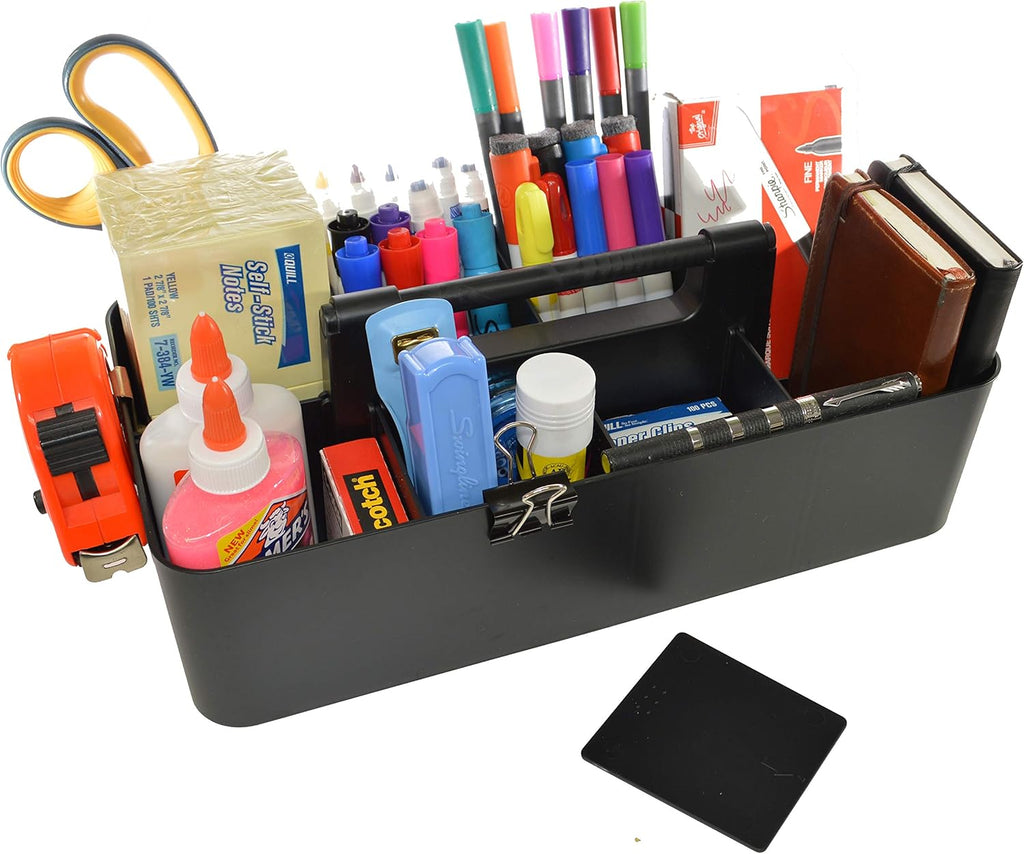 8 Compartments DIY Dividers,Large Portable Caddy, Multi Purpose,Stackable, Modern Solution for School, office, Desktop Endless use of your Choice -MADE IN USA (Black)