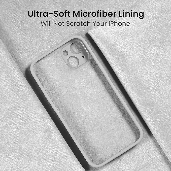 FireNova Designed for iPhone 15 Plus Case, Silicone [Camera Protection] Case with [2 Screen Protectors], Soft Anti-Scratch Microfiber Lining Inside, 6.7 inch, White