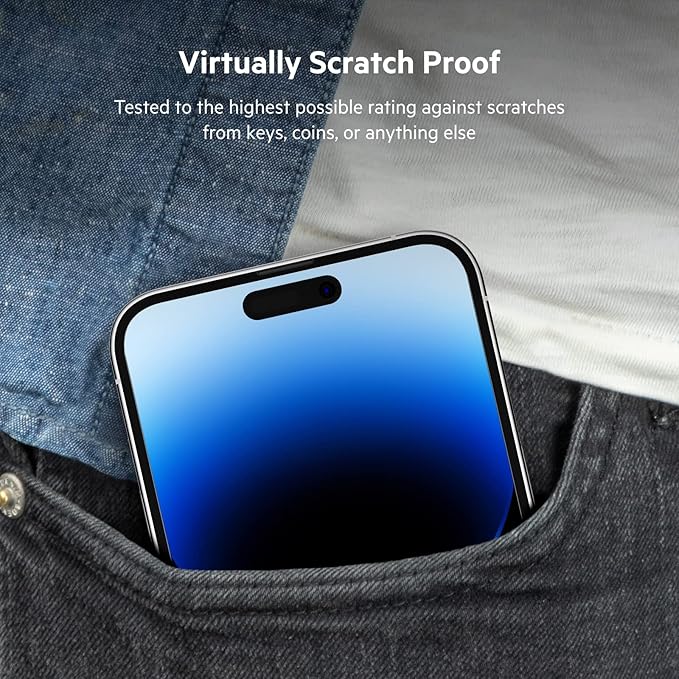 Belkin UltraGlass iPhone 14 Pro Max Screen Protector - Easy Application with Installation Guide Tray - Tempered Glass Screen Protector Compatible with iPhone 14 Pro Max Cases - 9H Hardness Tested