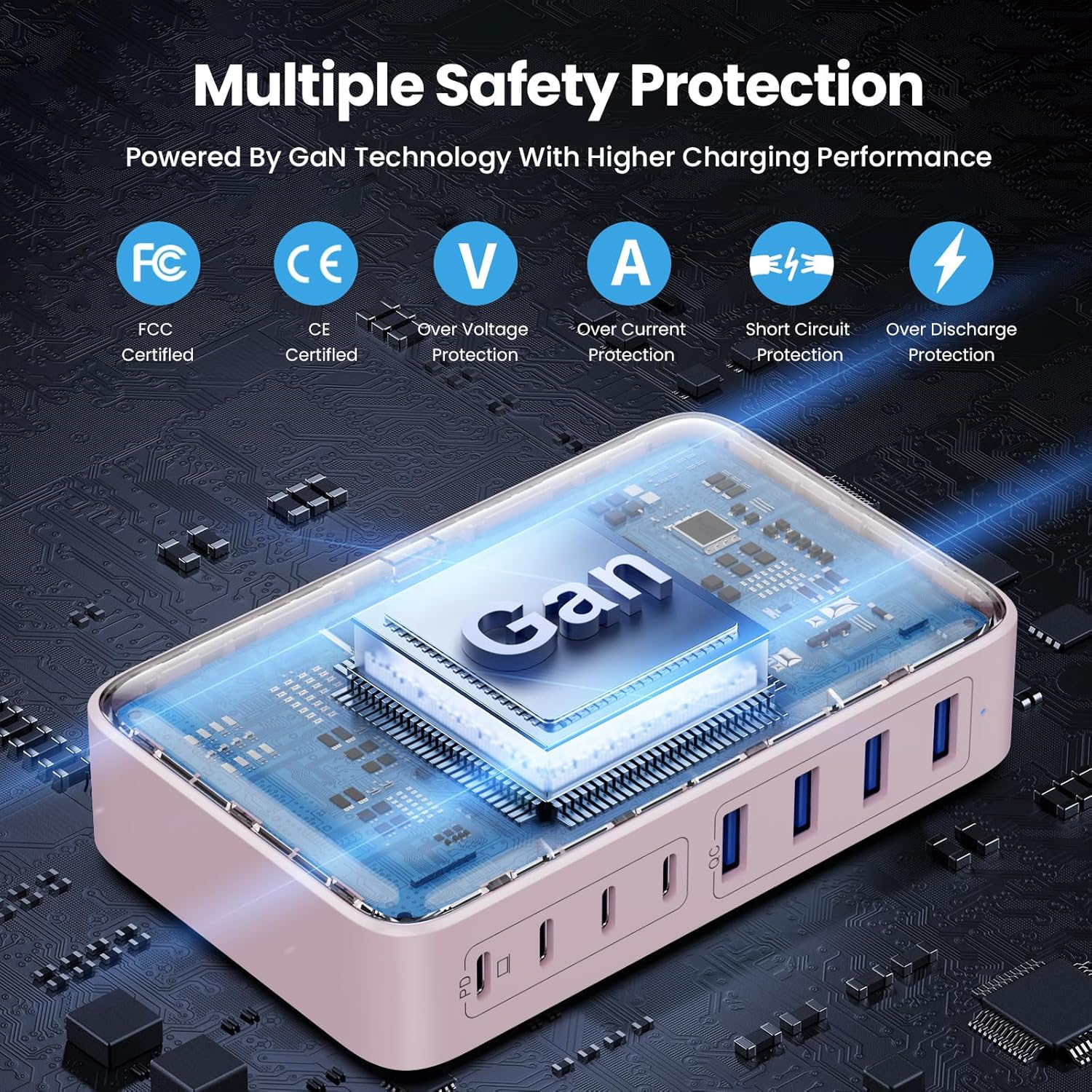 USB C Charger 200W USB C Charger Block,Upgraded GaN III 8-Port Fast Charging Station Hub,PD 65W Laptop Charging Adapter Compatible with MacBook Pro/Air,DELL,Steam Deck,iPhone 16/15/14,Galaxy S23/22