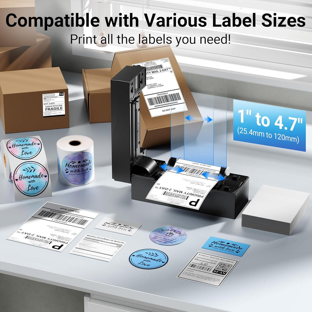 Bluetooth Thermal Shipping Label Printer – Wireless 4x6 Shipping Label Printer for Small Business & Shipping Packages, Support Android, iPhone and Windows, Widely Used for Amazon, Ebay, Shopify, Etsy