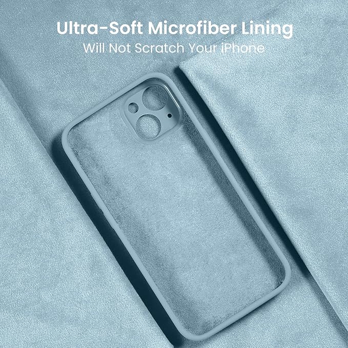 FireNova Designed for iPhone 15 Case, Silicone Upgraded [Camera Protection] Phone Case with [2 Screen Protectors], Soft Anti-Scratch Microfiber Lining Inside, 6.1 inch, Sky Blue