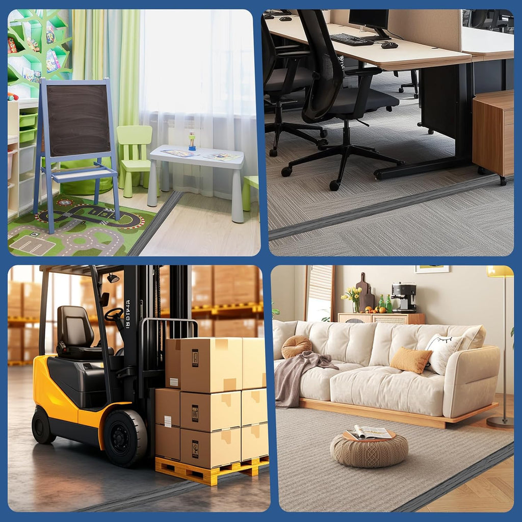 Floor Cord Cover for Wires on Floor Self Adhesive Cord Hider Floor Cable Management Wire Covers for Cords Protector Prevent Cable Trips Cord Cavity W 0.47" x H 0.27", Deep Gray Wood, 20Ft