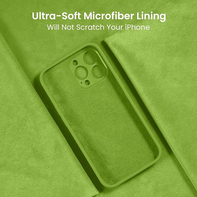 FireNova Designed for iPhone 15 Pro Case, Silicone Upgraded [Camera Protection] Phone Case with [2 Screen Protectors], Soft Anti-Scratch Microfiber Lining Inside, 6.1 inch, Sprout Green