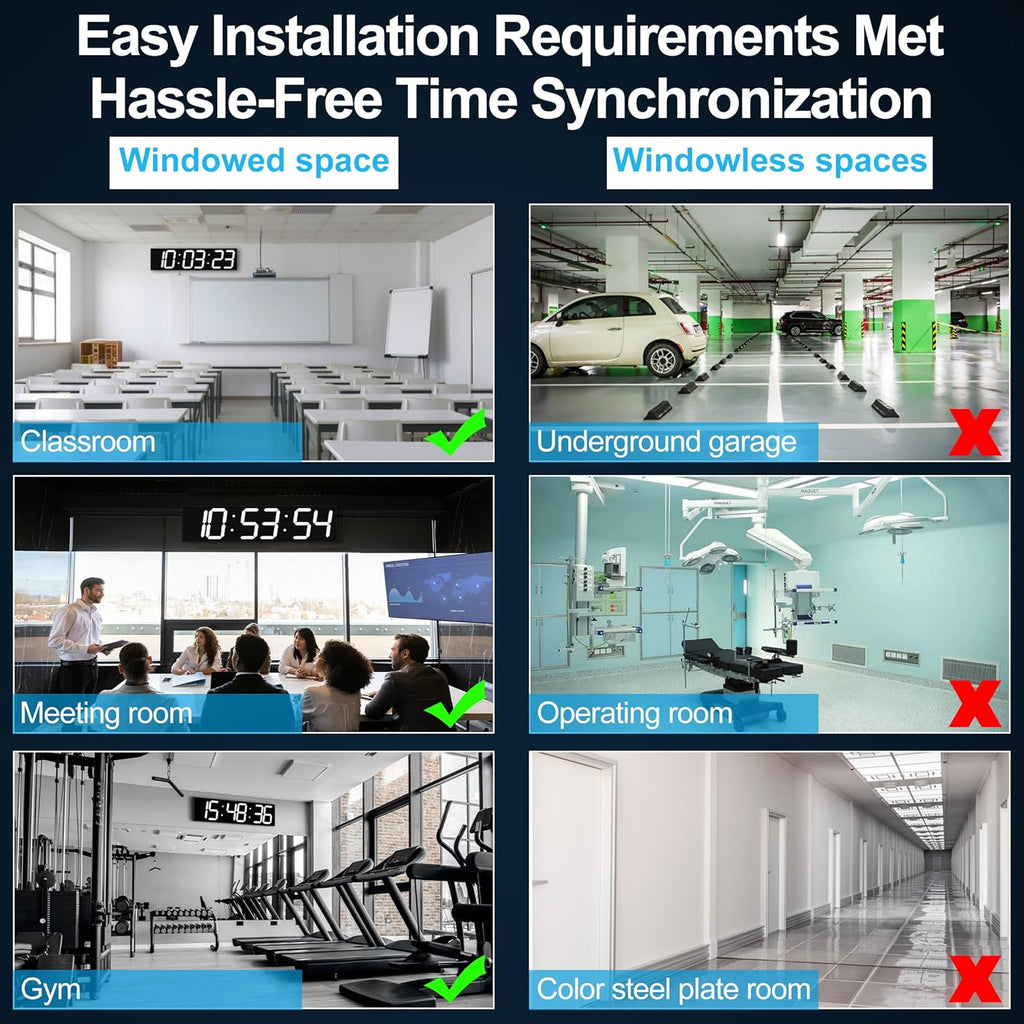Large Digital Wall Clock 28" with GPS Auto-Sync, Remote Control & Timer, Wall-Mounted for Classroom, Office, Gym, Conference Room