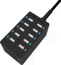 Sabrent 60 Watt (12 Amp) 10-Port [UL Certified] Family-Sized Desktop USB Rapid Charger. Smart USB Ports with Auto Detect Technology [Black] (AX-TPCS)