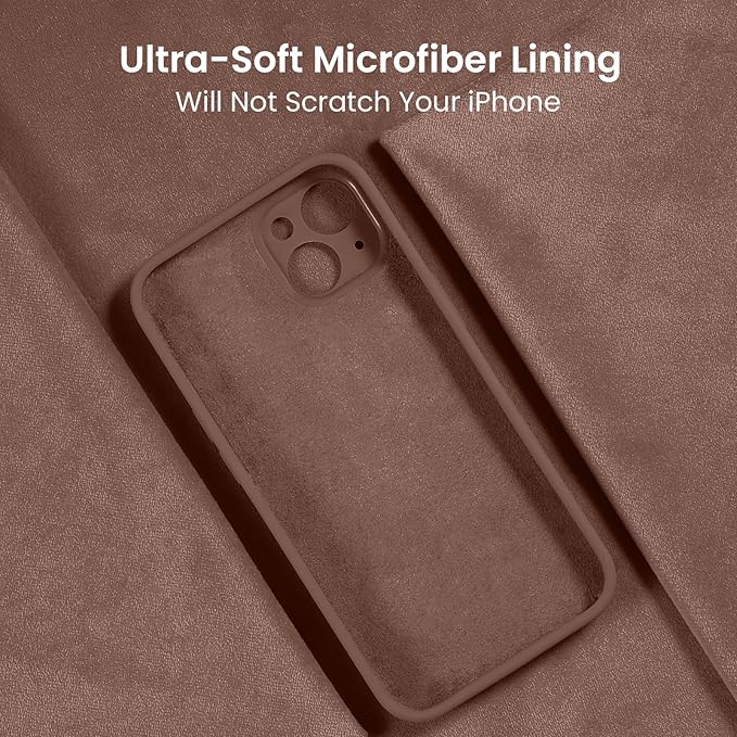 FireNova Designed for iPhone 15 Case, Silicone Upgraded [Camera Protection] Phone Case with [2 Screen Protectors], Soft Anti-Scratch Microfiber Lining Inside, 6.1 inch, Light Brown