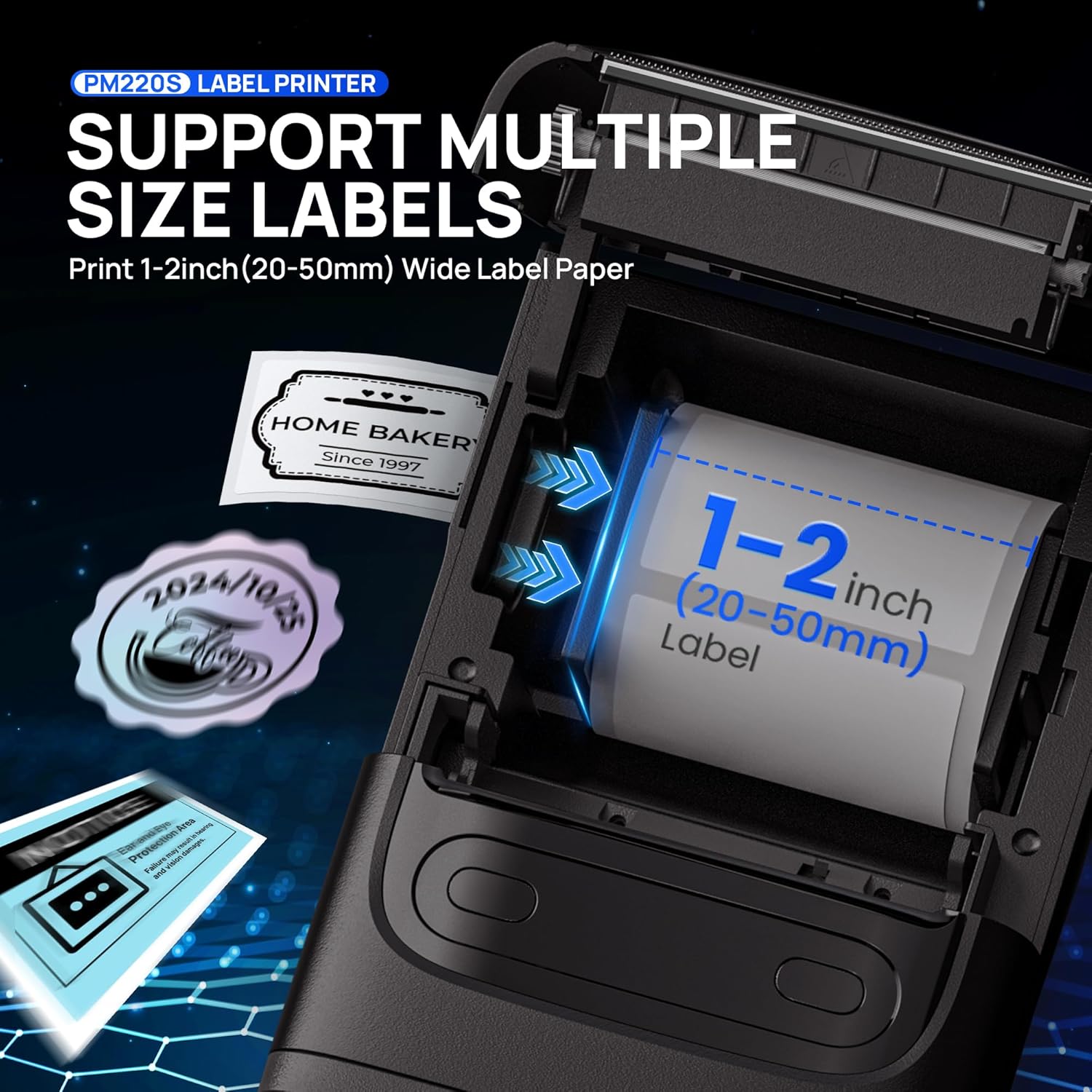 POLONO PM220S Label Maker Machine with Tape, Bluetooth Thermal Label Printer, Portable Sticker Printer,Chocolate Dark