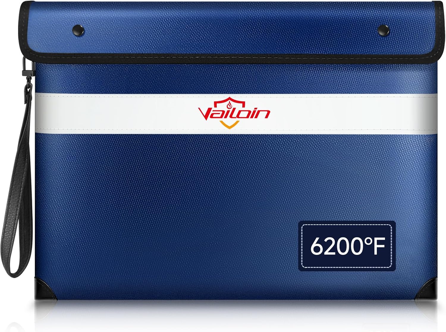 Vailoin Fire Proof Bag with Water Resistant Zipper（13.9"x10.6"）,6200°F Heat Insulated Fireproof Money Pouch with Hand Strap,Fireproof Water Proof Envelopes for Crucial Documents，Contracts (Blue)