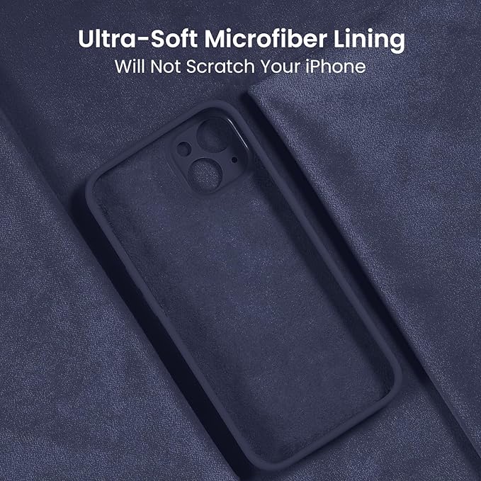 FireNova Designed for iPhone 15 Plus Case, Silicone [Camera Protection] Case with [2 Screen Protectors], Soft Anti-Scratch Microfiber Lining Inside, 6.7 inch, Navy Blue