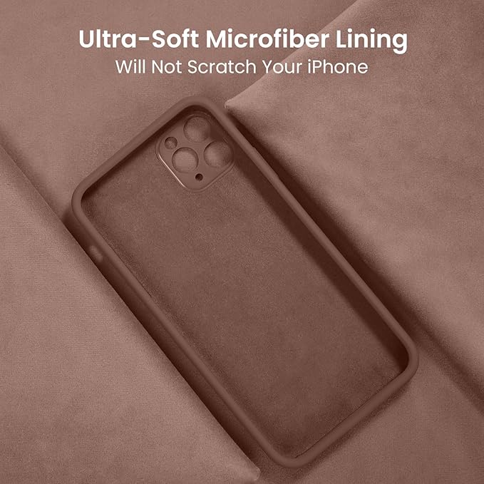 FireNova Designed for iPhone 13 Pro Case, Silicone Upgraded [Camera Protection] Phone Case with [2 Screen Protectors], Soft Anti-Scratch Microfiber Lining Inside, 6.1 inch, Light Brown