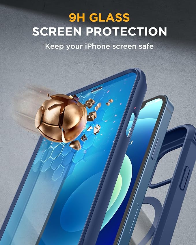 Miracase Magnetic for iPhone 12 mini Case, [360 Full-Body Protection & Complete Camera Guard], Drop & Scratch-Resistant, Shockproof, Stylish Clear iPhone Case, iPhone 12 mini Cover, Blue