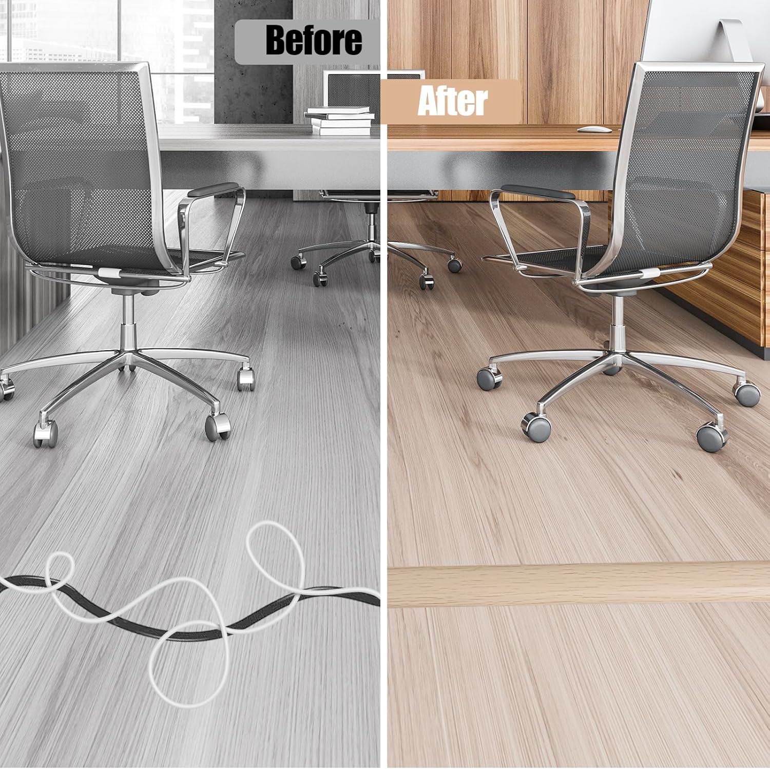 Floor Cord Cover Self Adhesive Cord Hider,20FT Cable Management, Extension Strip Protector for Wires, Prevent Cable Trips for Offices, Gyms, Exhibitions Cavity:0.39"(W) x 0.27"(H) Yellow Wood