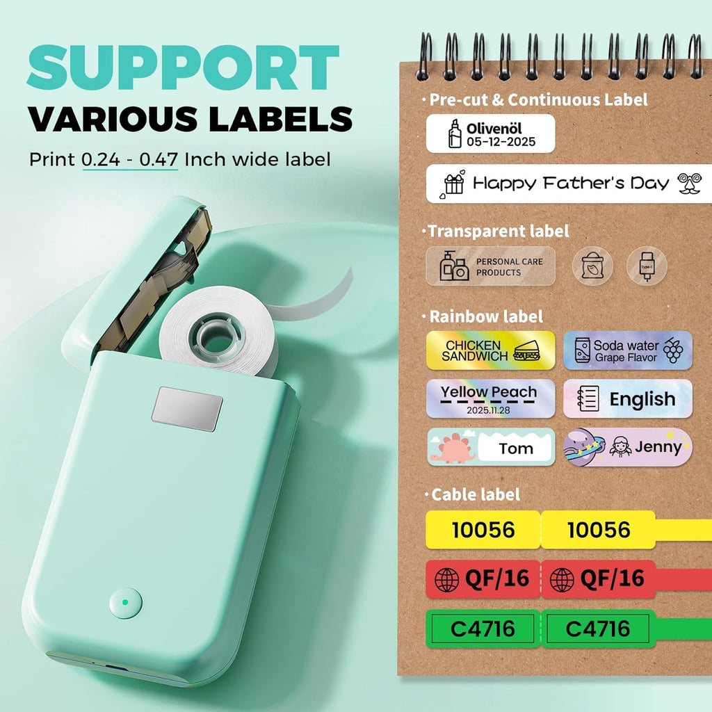 Label Maker, Bluetooth Label Makers Compatible with Phone, Label Maker Machine with Tape, Mini Label Maker for Family School, Label Machine with Lots of Style Templates Easy to Use