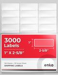 enKo 1 x 2-5/8 Inch 30 Up Return Mailing Address Labels White Printable FBA Labels (100 Sheets, 3000 Labels)