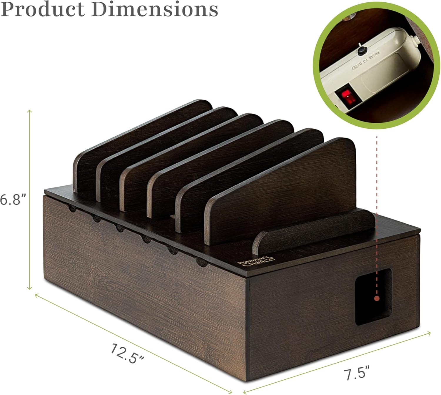 Prosumer's Choice Multi Device Charging Station Wood - Desktop Organizer with Holder for Multiple Phones - Elegant Wooden Desk Accessories - 6 Device Charging Station for Work from Home and Office