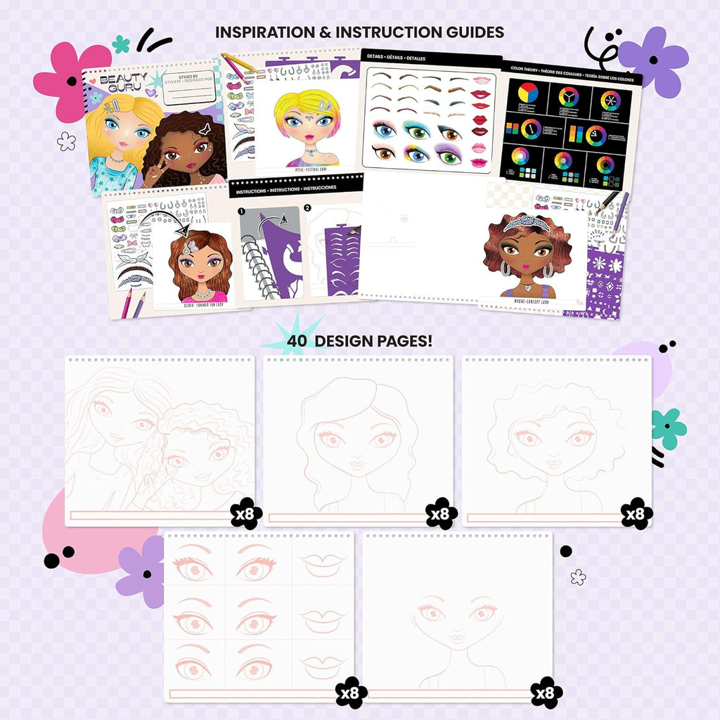 Fashion Angels Fashionista & Beauty Guru Sketch Sets Bundle, Pack of 2 Fashion Design & Make Up Artist Sketch Books, Ideal Gift & Party Favor for Girls, Kids, Tweens