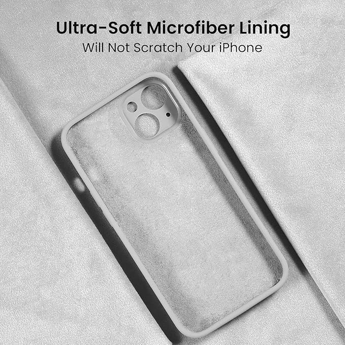 FireNova Designed for iPhone 14 Case, Silicone Upgraded [Camera Protection] Phone Case with [2 Screen Protectors], Soft Anti-Scratch Microfiber Lining Inside, 6.1 inch, White