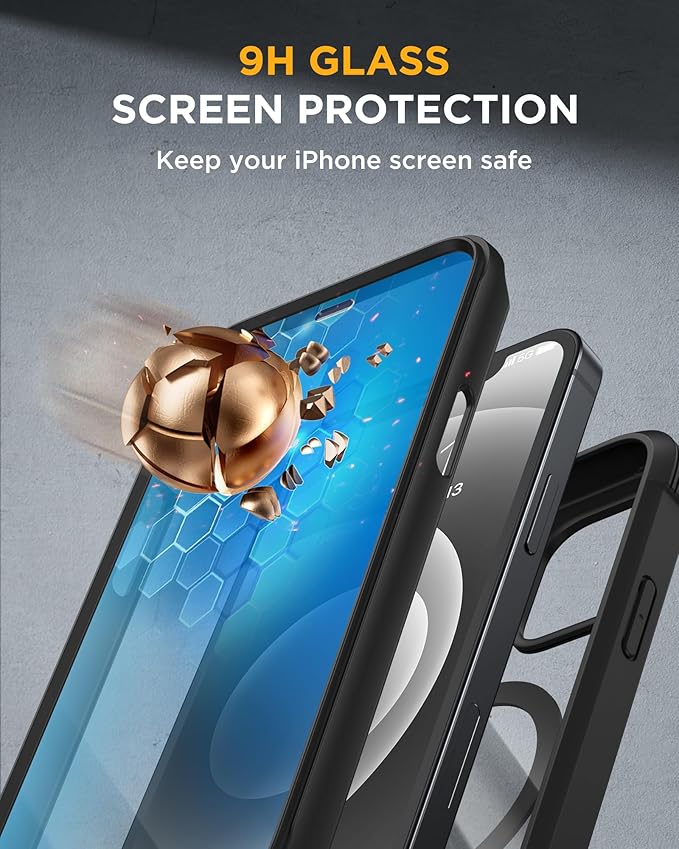 Miracase Magnetic for iPhone 12 mini Case, [360 Full-Body Protection & Complete Camera Guard], Drop & Scratch-Resistant, Shockproof, Stylish Clear iPhone Case, iPhone 12 mini Cover, Black