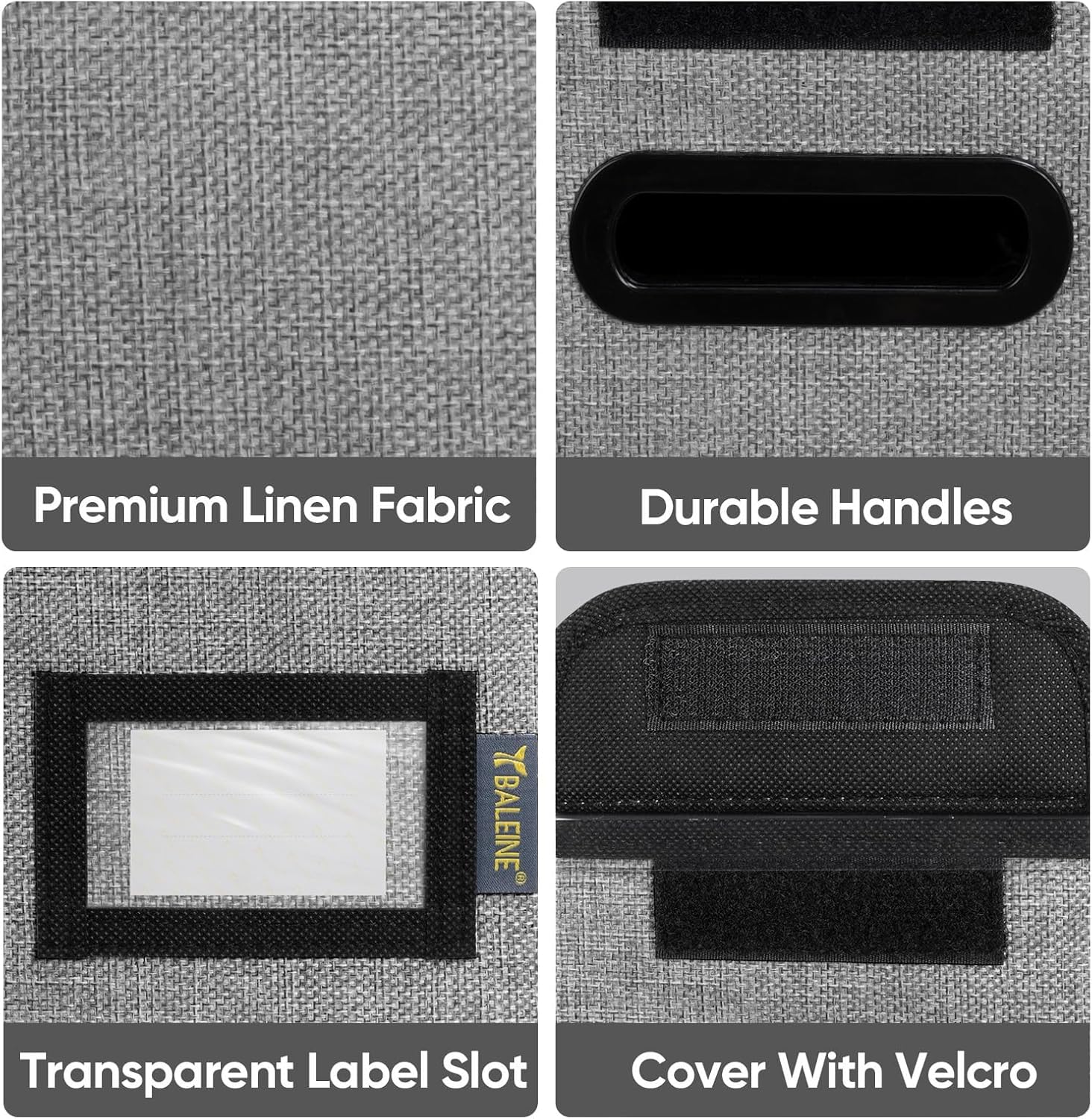 BALEINE File Organizer Box with Lid, Collapsible File Folder Organizer with Plastic Slide, Hanging File Folder Box for Office Document Storage (2 Pack, Grey, S)