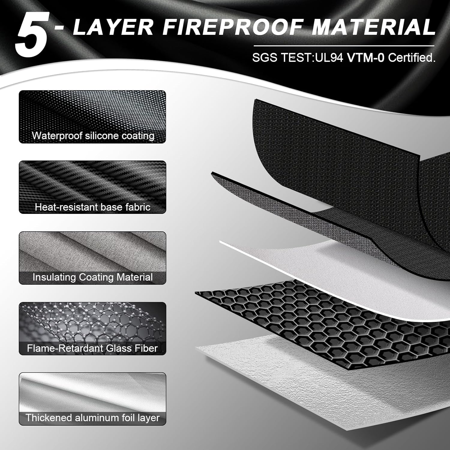 Fireproof Document Bag 14.5"X11"X2.5" Fireproof Money Bag for Cash With Lock and Zipper,Fire&Waterproof Storage Organizer Pouch for Valuables,Legal Document,Laptop,Passport,(Black)