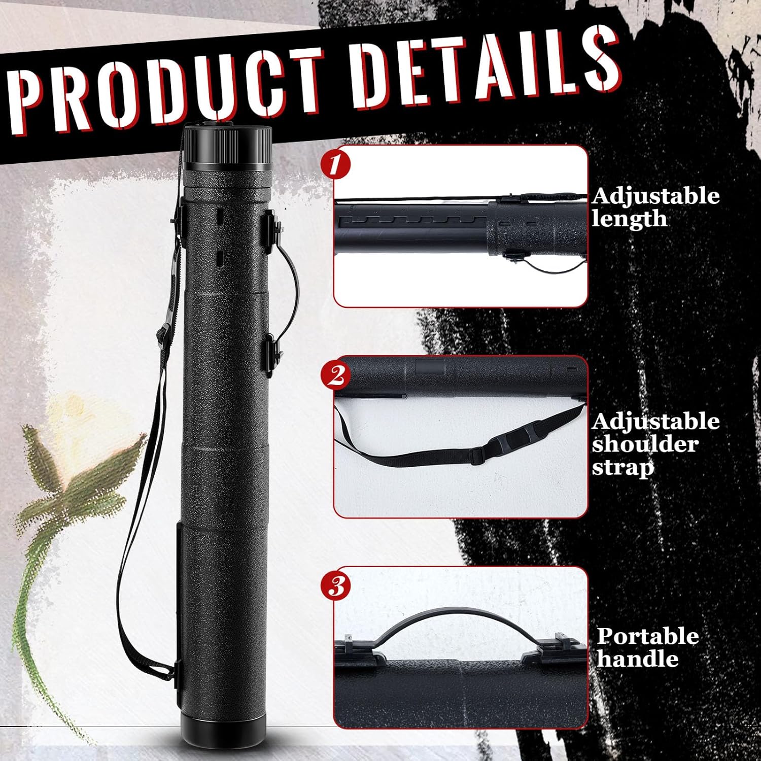 4 Pcs Large Extendable Poster Tubes from 30'' to 49' with Strap Poster Carrying Case Telescoping Tube Portable Blueprint for Posters, Blueprints, Artwork, Map Storage(Hardened Style)