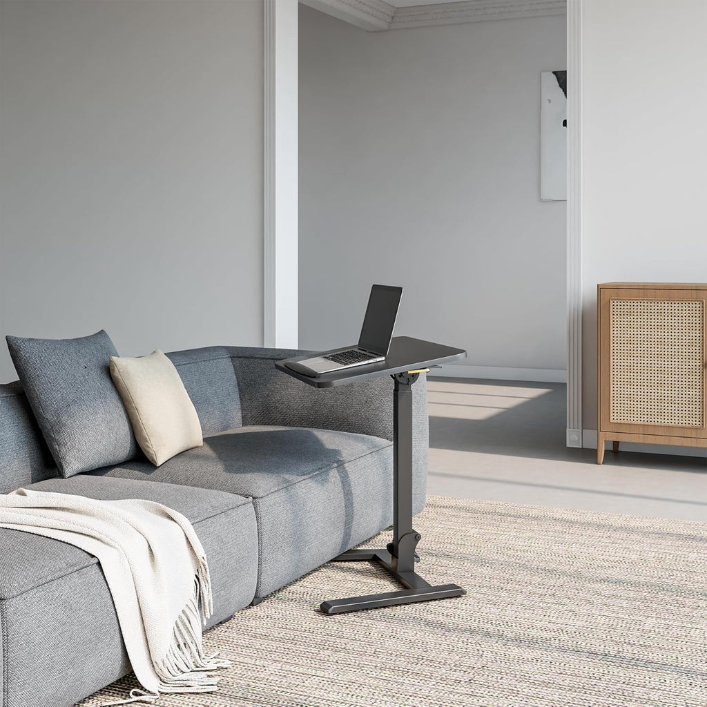 Mobile Folding Desk 25 Inch - No Assembly Sit-Stand Desk,Height Adjustable Rolling Laptop Desk, Space-Saving Portable Desk with Wheels for Home Office Craft & Study, Black