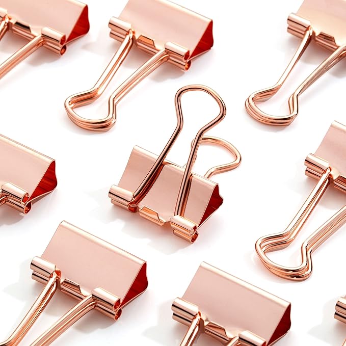 Mr. Pen- Binder Clips, Minirose Gold, 50 Pack, 0.75in Paper Clips