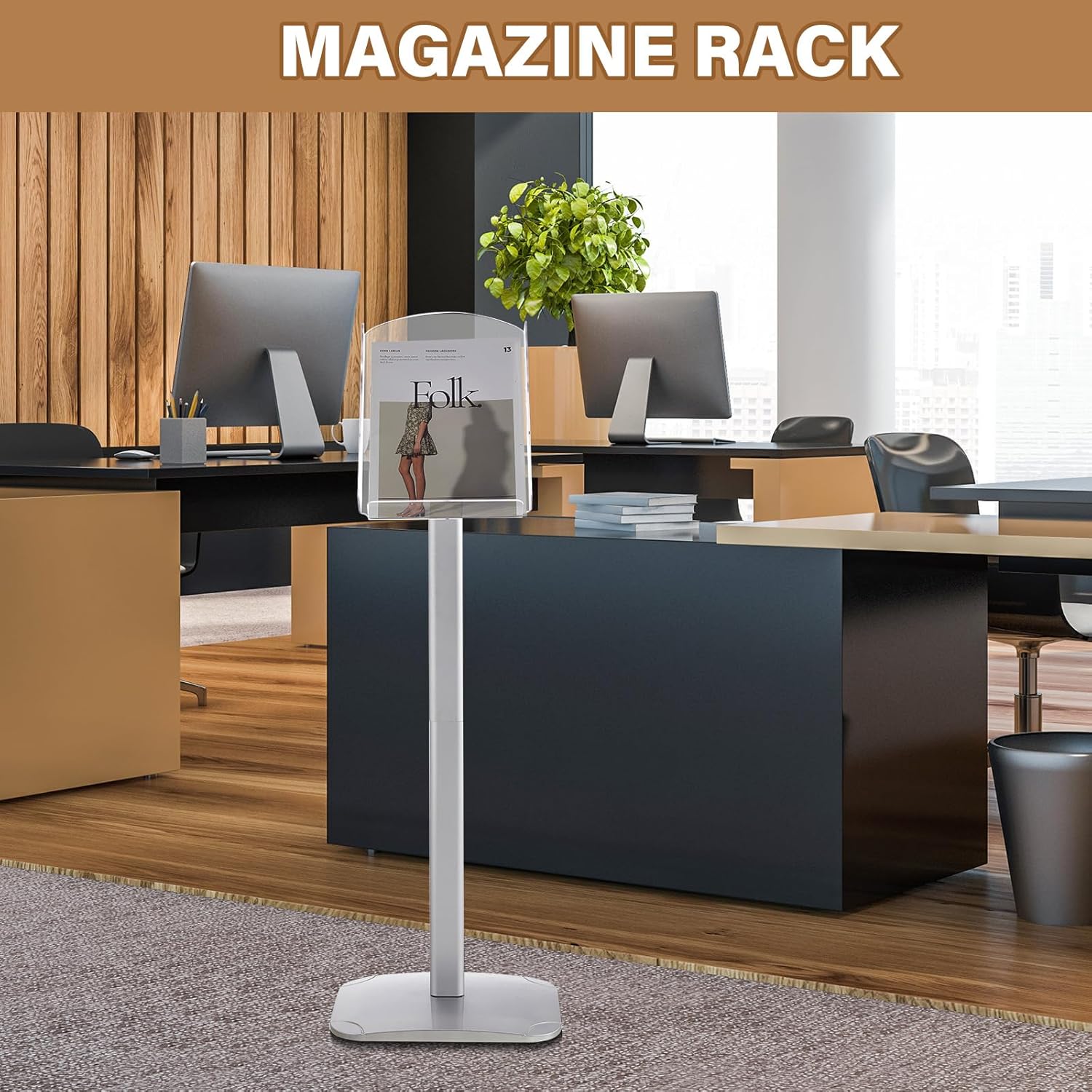 Advertising Brochure Holder Displays Stand 8.5 x 11 Inches Pedestal Poster Sign Stand for A4 Poster Acrylic Storage with Aluminum Frame Brochure Holder