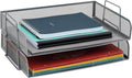 Mind Reader Stackable Paper Tray, Desktop Organizer, File Storage, Office, Metal Mesh, 13.25" L x 9.75" W x 6.25" H, 2 Pcs., Silver
