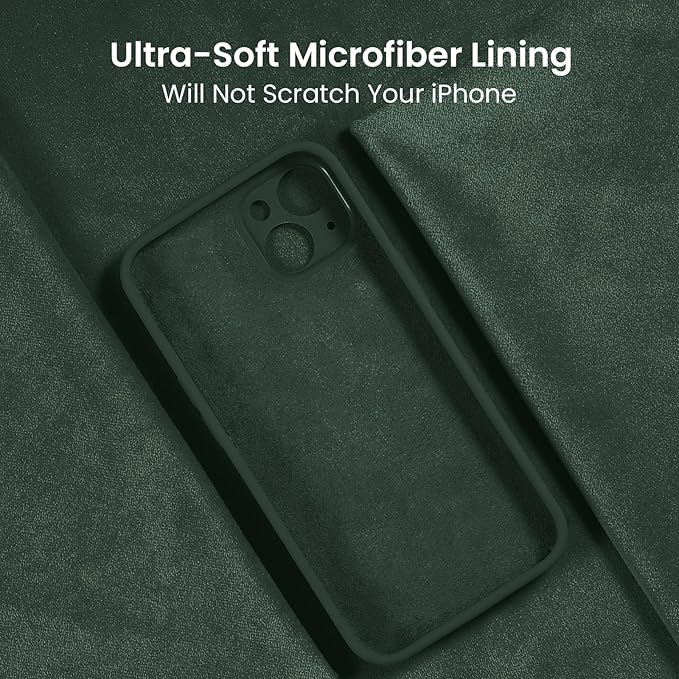 FireNova Designed for iPhone 15 Plus Case, Silicone [Camera Protection] Case with [2 Screen Protectors], Soft Anti-Scratch Microfiber Lining Inside, 6.7 inch, Alpine Green