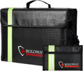ROLOWAY Large (17 x 12 x 5.8 inches) Fireproof Bag with Reflective Strip, Water Resistant Fireproof Document Bag Safe for Money, Documents and Valuables Storage