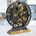 The Gears Clock Desk Clock 10 inches with Real Moving Gears Convertible into Wall Clock (Vintage Black)