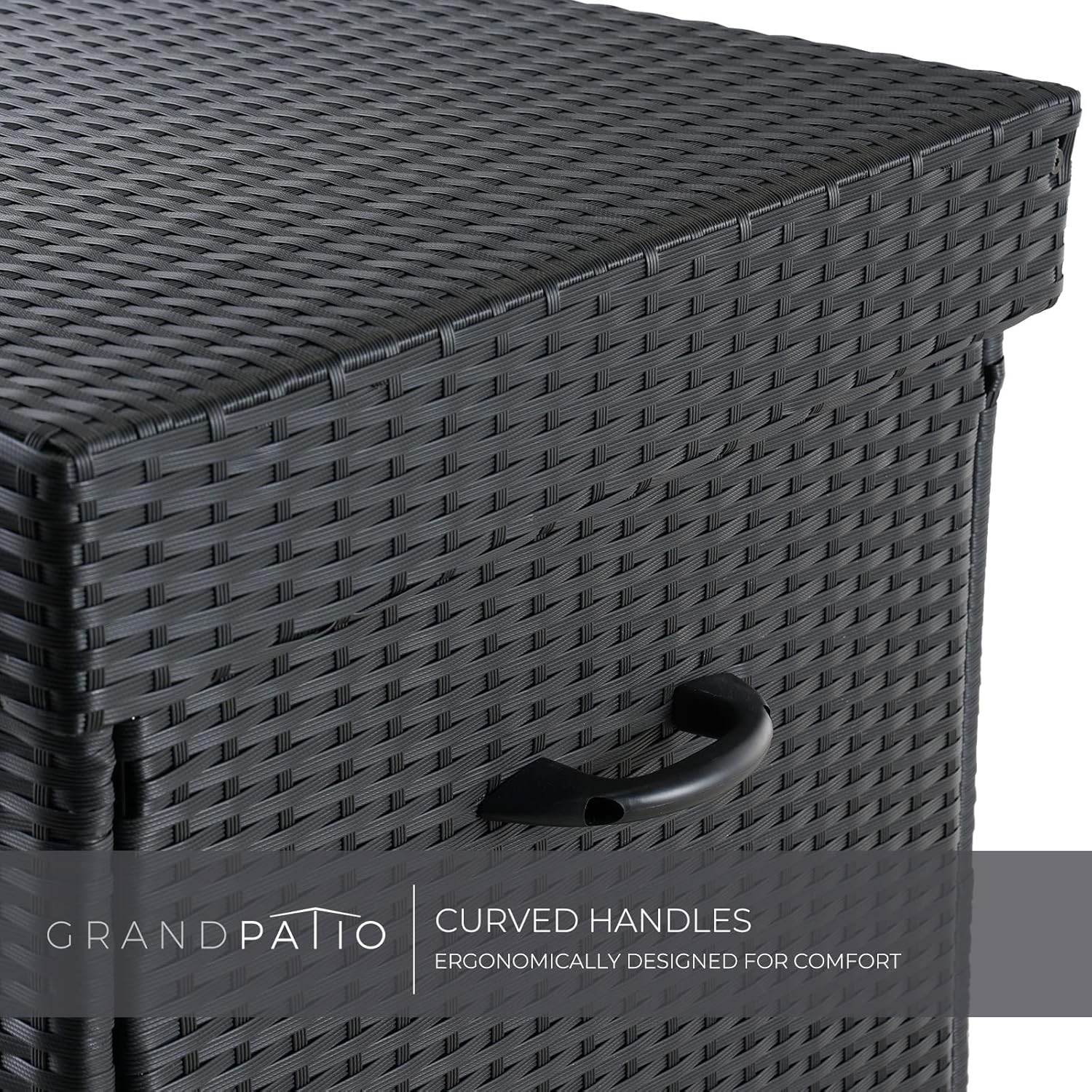 Grand patio 170 Gallon Deck Storage Box Deck Box Outdoor Storage Box Indoor Wicker Storage Bin Patio Storage Box for Patio Furniture Cushions Garden Tools Pool Accessories, Black