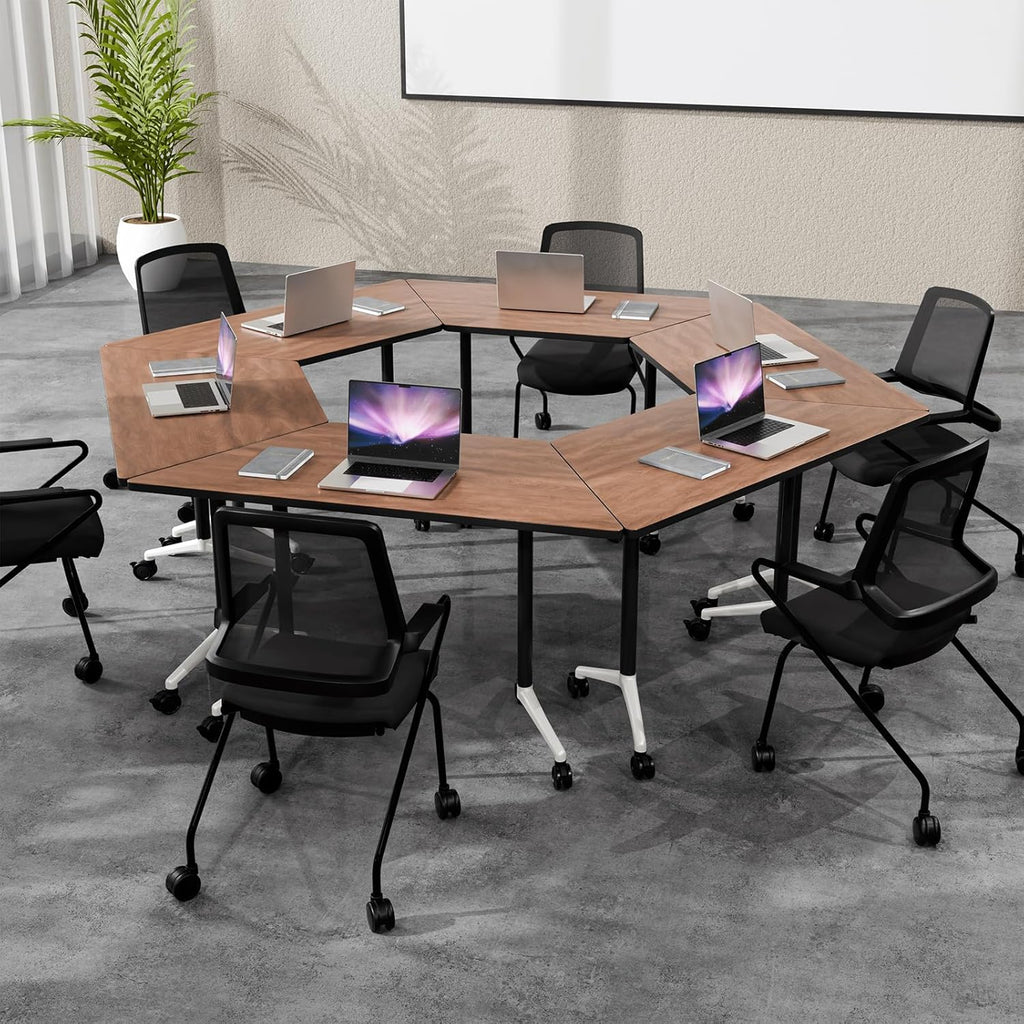Conference Room Table with Flip-Top Design for Dynamic Meetings, Business Table Computer Desk with Heavy-Duty Frame,Foldable Seminar Meeting Tables for Home Office (2, D, 47.2IN)