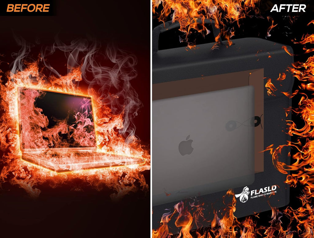 FLASLD Fireproof Document Bags, 15x12x5” Large Fireproof & Water Resistant Bag, Holder Home Office Portable Filing Storage for Valuables, Fireproof Folder FireSafe Box for Cash, Passport