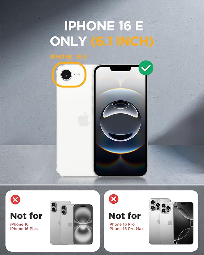 Miracase Magnetic for iPhone 16e Case Full-Body Phone with Built-in Glass Screen Protector, [Compatible with MagSafe] Military Drop Proof 16E Cover Bumper 6.1 inch, Matte Clear