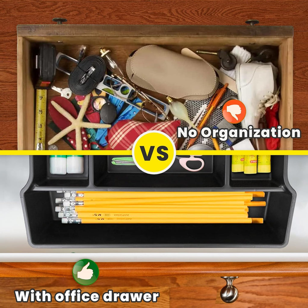 Manaloom Extra Deep Drawer Organizer Tray - 8 Compartment Desk Drawer Tray Dividers - 2 Pack