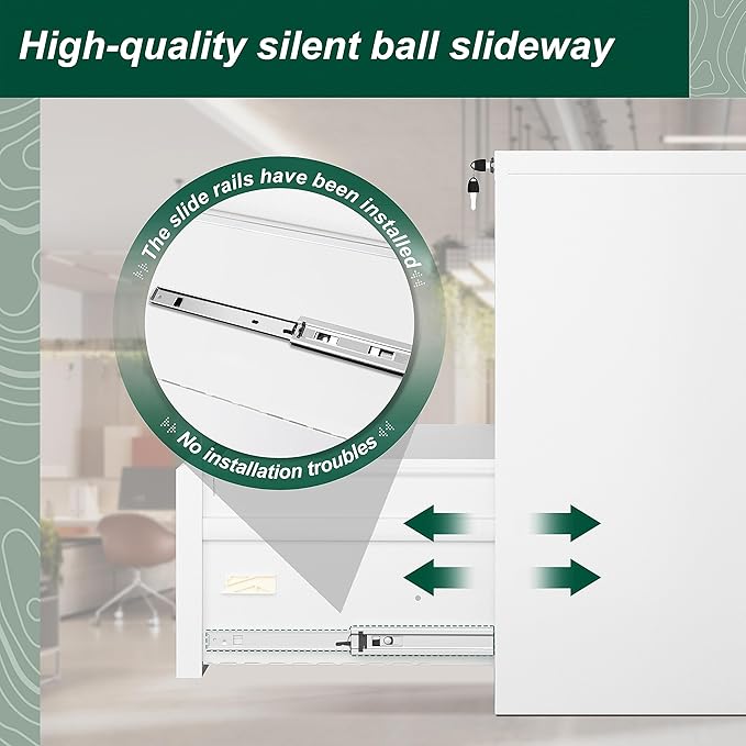 Superday Metal Lateral File Cabinet, 2 Drawer File Cabinet, White Filing Cabinets with Lock, Filing Cabinets for Home Office/Legal/Letter/A4, Home Office Furniture for Hanging File