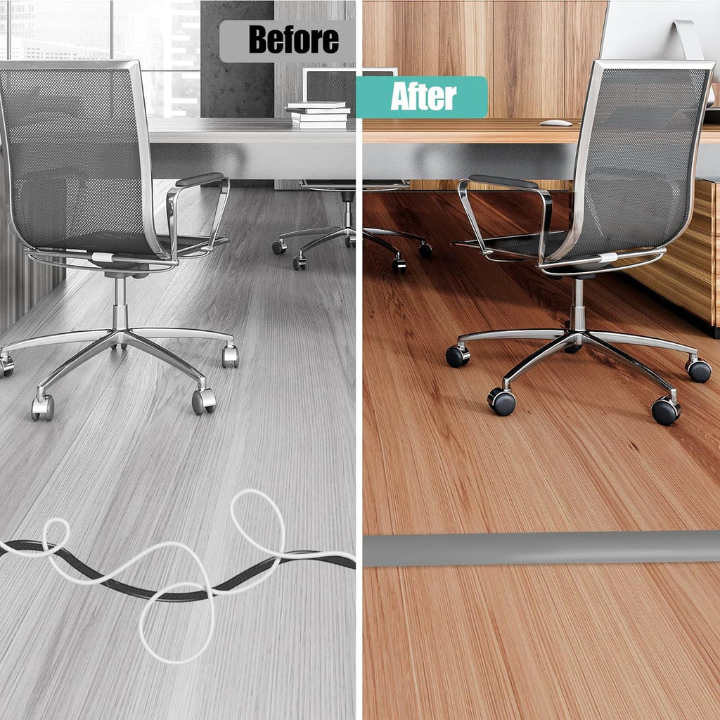 Floor Cord Cover Self Adhesive Cord Hider,3.3FT Cable Management, Extension Strip Protector for Wires, Prevent Cable Trips for Offices, Gyms, Exhibitions Cavity:0.47"(W) x 0.35"(H) Gray