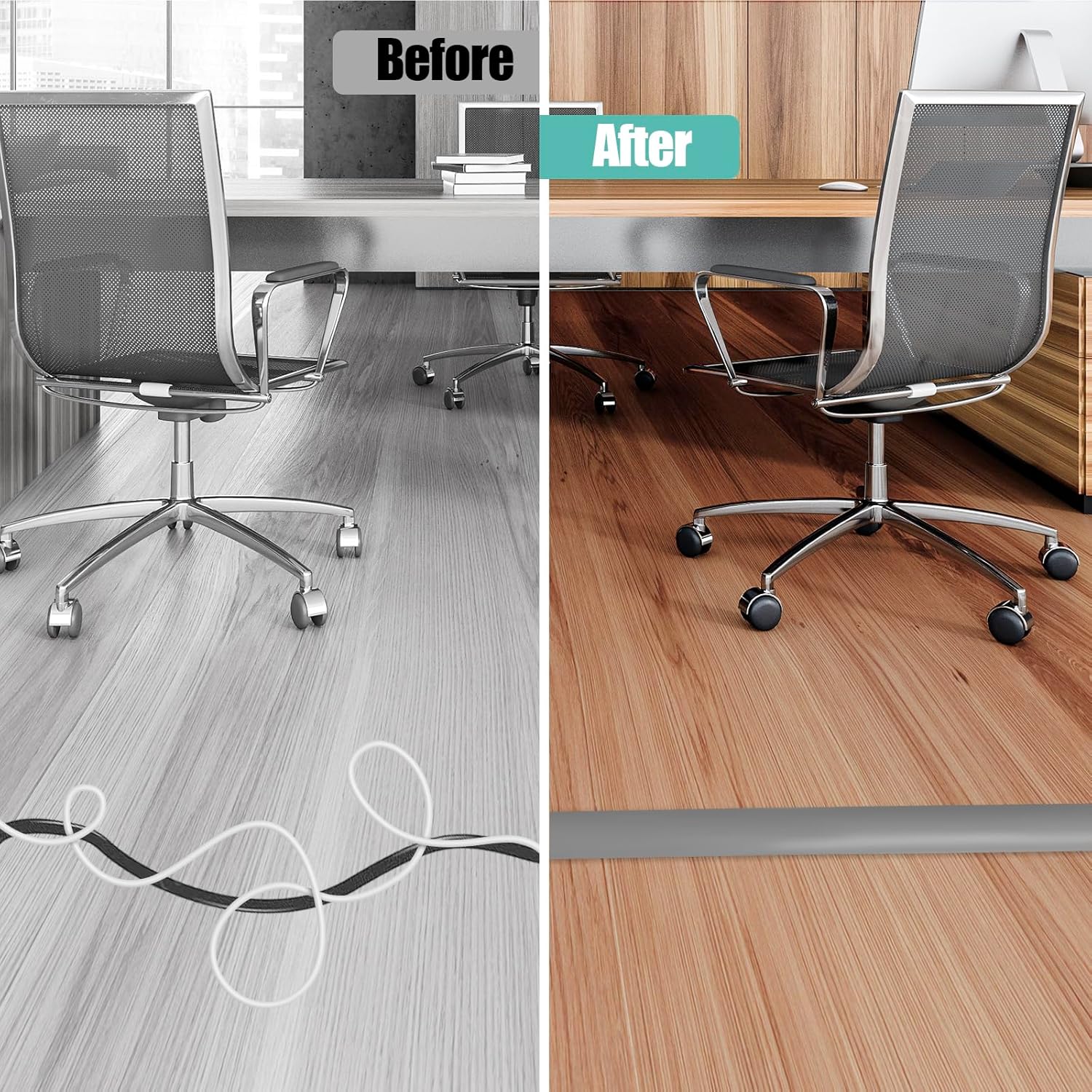 Floor Cord Cover Self Adhesive Cord Hider,10FT Cable Management, Extension Strip Protector for Wires, Prevent Cable Trips for Offices, Gyms, Exhibitions Cavity:0.47"(W) x 0.35"(H) Gray