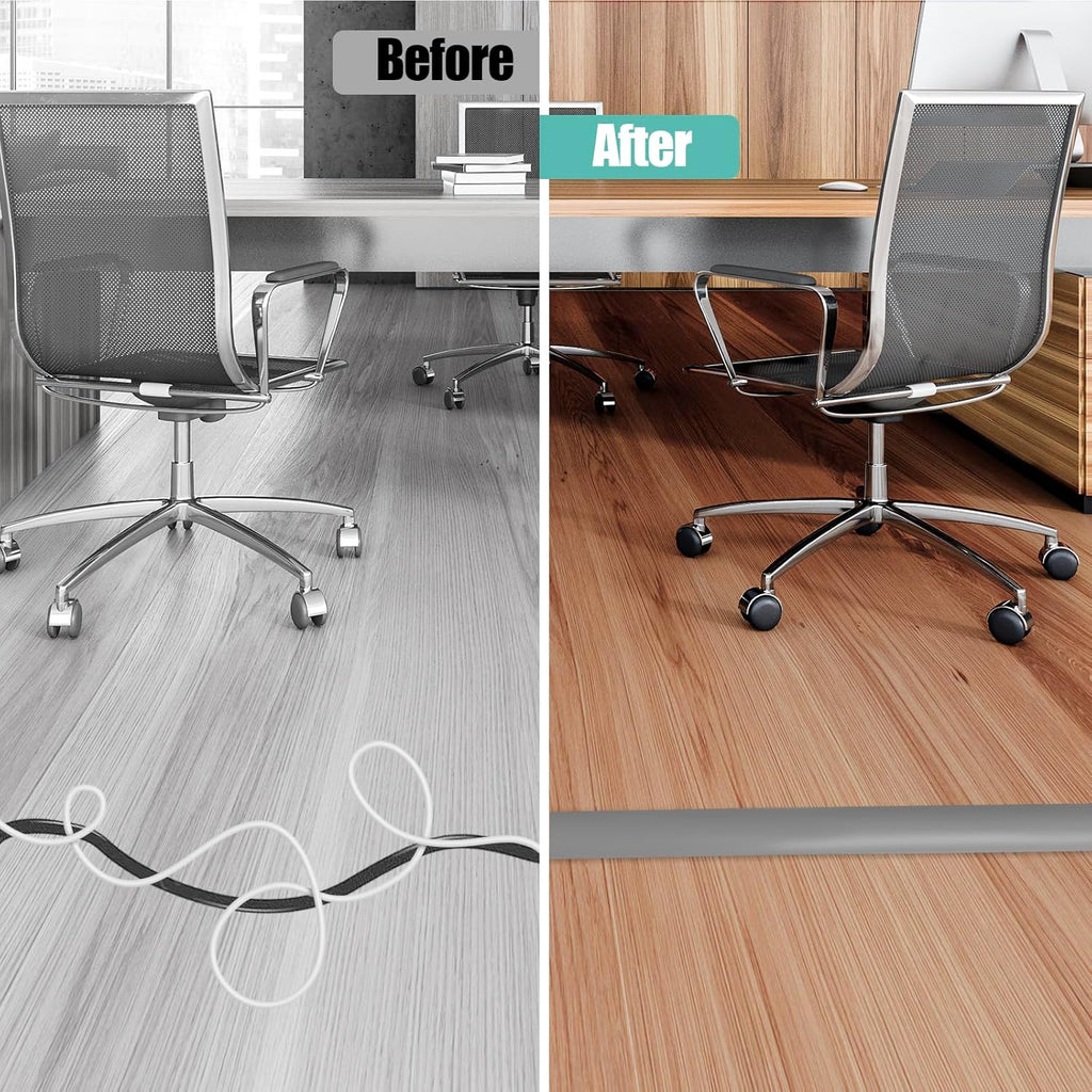 Floor Cord Cover Self Adhesive Cord Hider,20FT Cable Management, Extension Strip Protector for Wires, Prevent Cable Trips for Offices, Gyms, Exhibitions Cavity:0.39"(W) x 0.27"(H) Gray