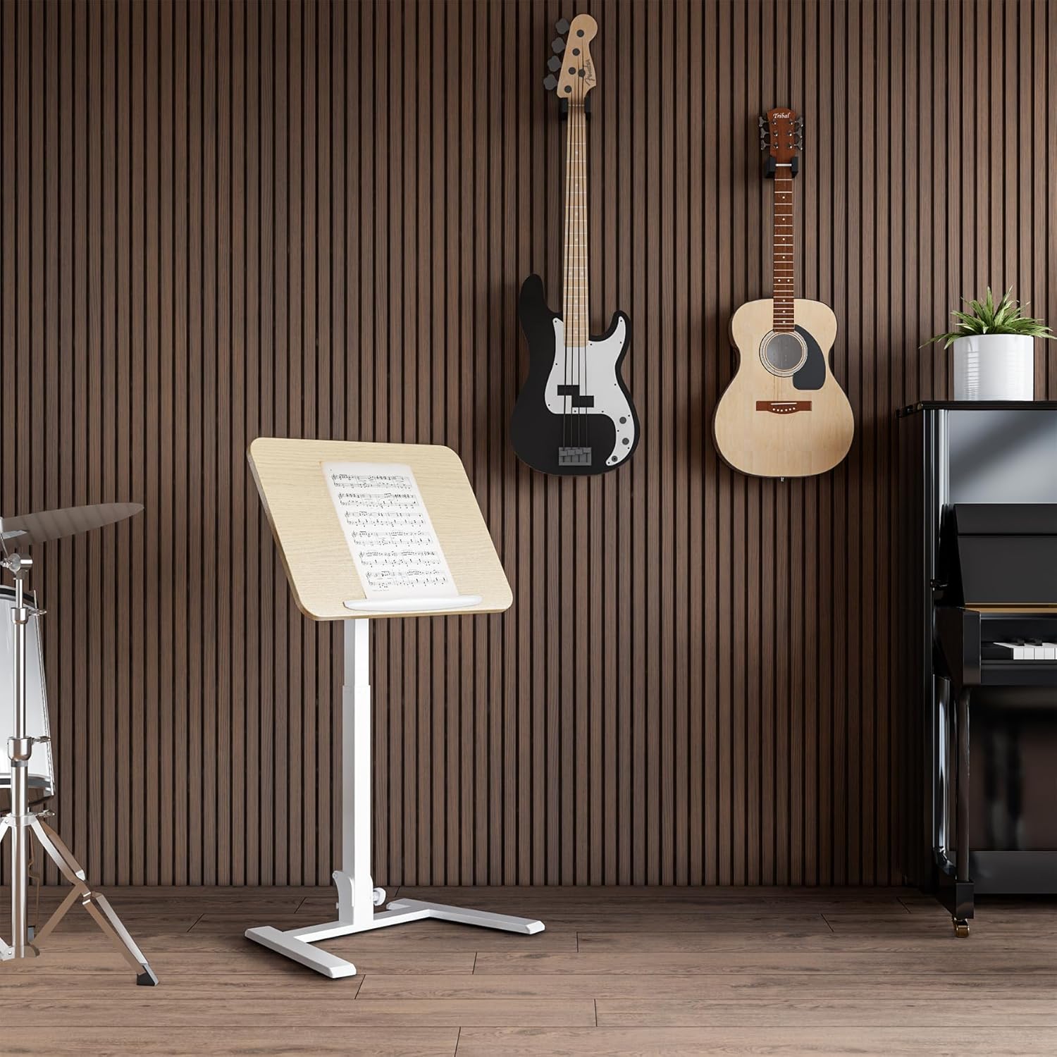 Mobile Folding Desk - 25 Inch Space-Saving Portable Sit-Stand Desk with Wheels, Height Adjustable for Home Office, Craft & Study, Beige