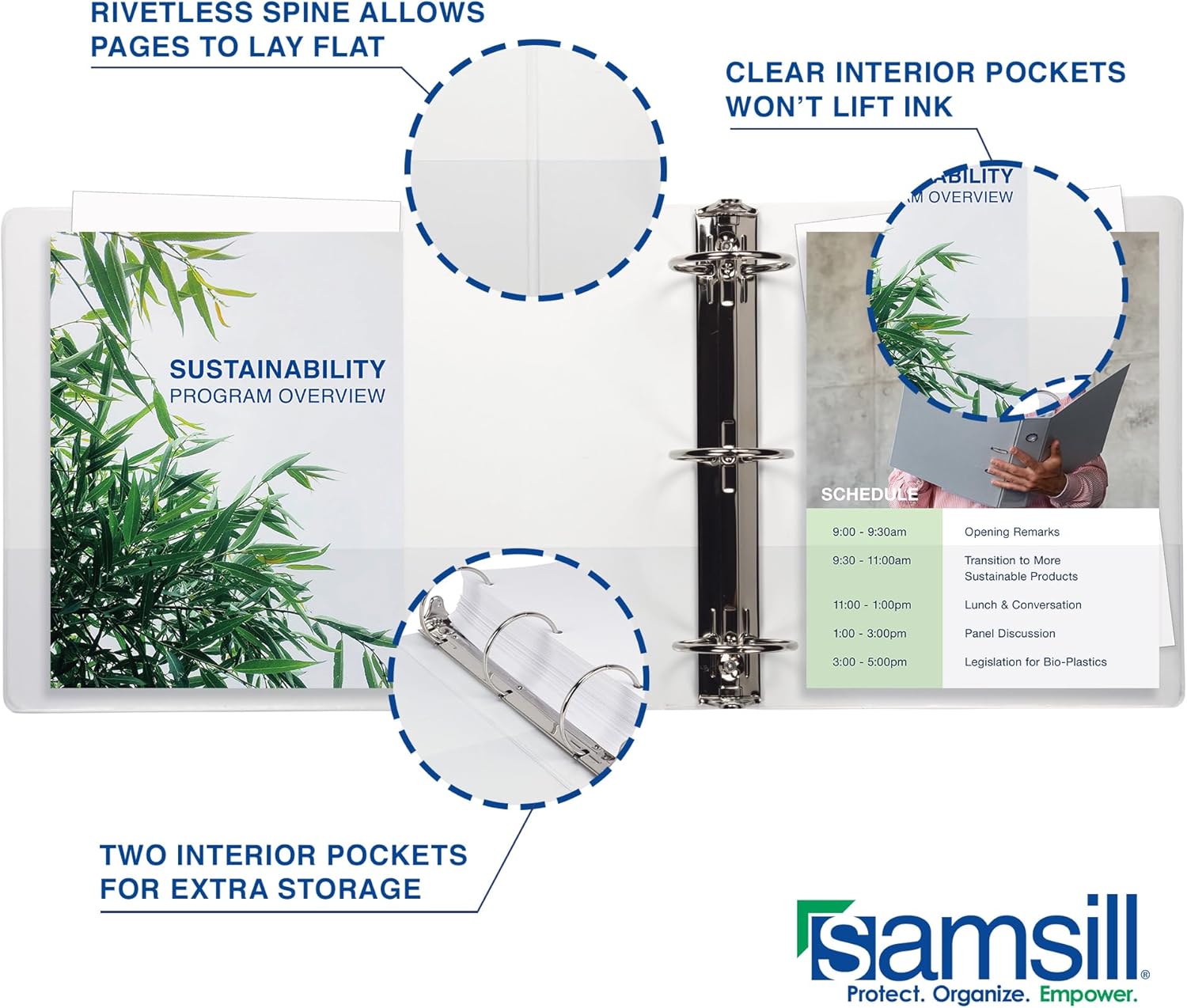 Samsill 1 Inch 3 Ring Binders, Made in USA, Economy Round Ring with Clear View Cover, 200 Sheet Capacity, White, Pallet of 864 Binders in 36 Cartons